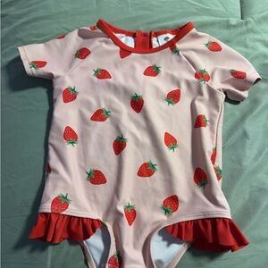 Tucker + Tate Pink Strawberry Kids Swim One Piece